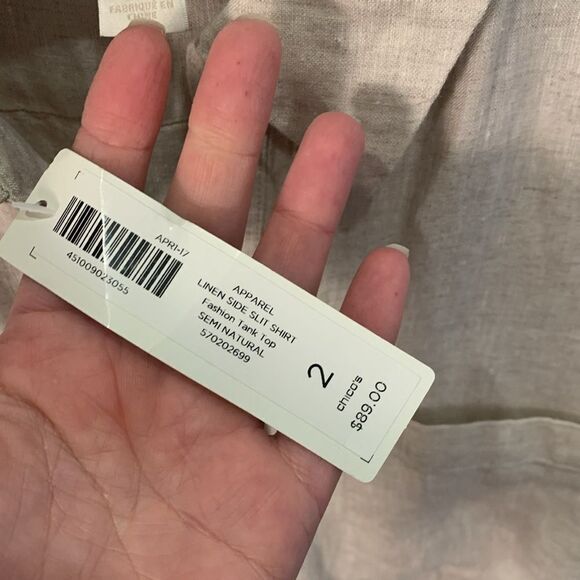 Chicos Linen Side Slit ahirt NWT size 2 natural spring tunic blouse - Picture 3 of 8